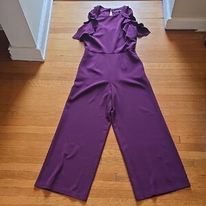 julia jordan, Purple Ruffle Jumpsuit, Back Cut Out, EUC, Women's 6